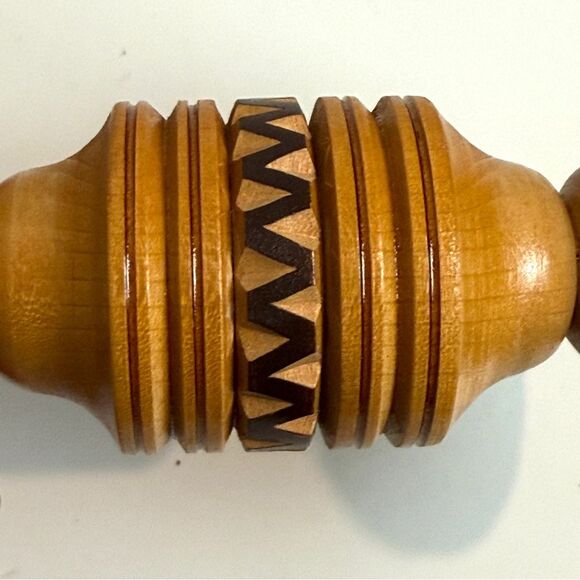 Vintage Ukranian Wood Folk Art Hand-Turned Candle Stick Holders 2 - Picture 4 of 6